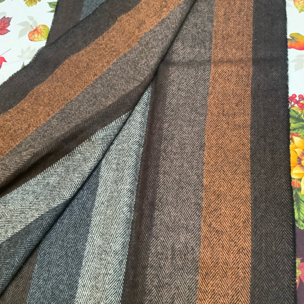 Black Brown 1826 Wool Blend Herringbone Fabric